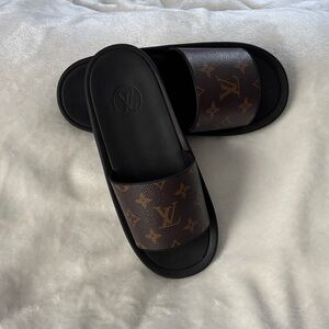 Louis Vuitton Monogram Brown and Black Slides